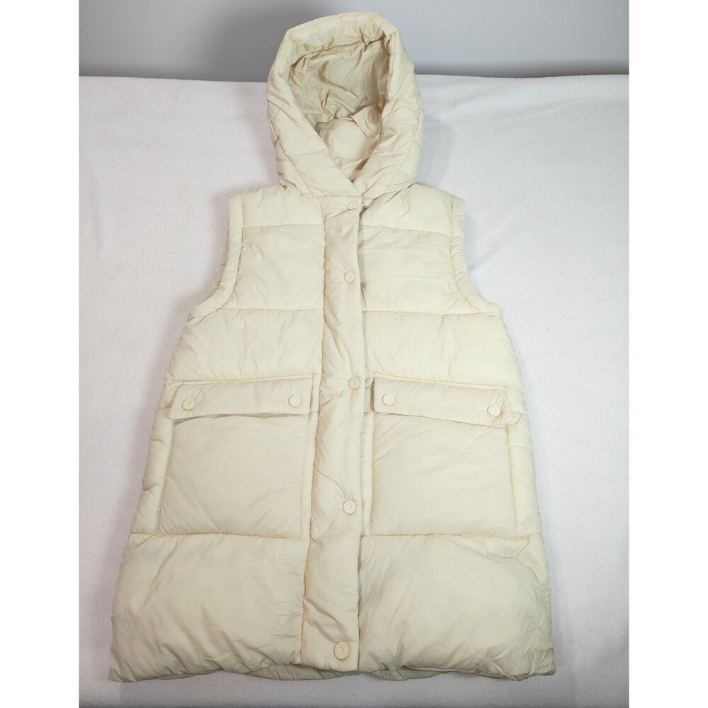 Zara Kids Puffer Vest Size 11-12 Hooded Zip Front Sleeveless Outerwear